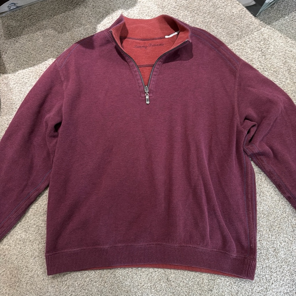 Tommy Bahama Maroon Zip-Up Sweater